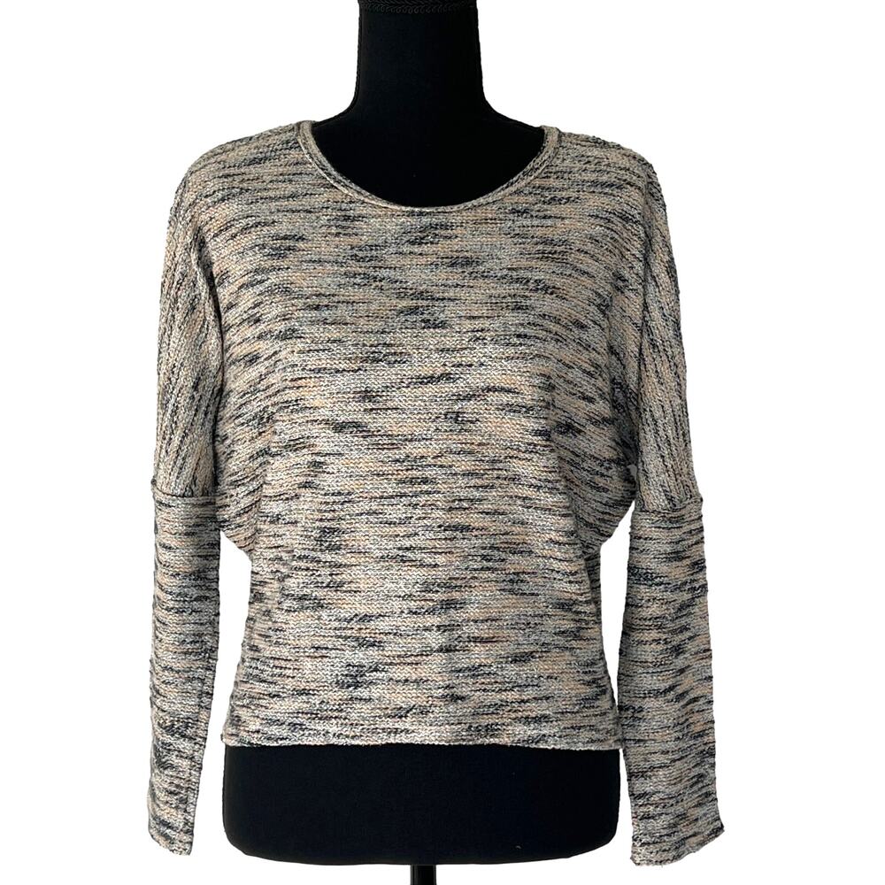 Designer YA LOS ANGELES Dolman Sleeve Crop Sweater Oversized Small Black Silver